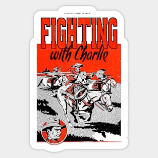 Fighting With Charlie Buffalo Bill Western Cowboy Retro Comic Sticker